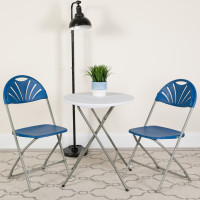 Flash Furniture 2-LE-L-4-BL-GG 2 Pk. HERCULES Series 650 lb. Capacity Blue Plastic Fan Back Folding Chair